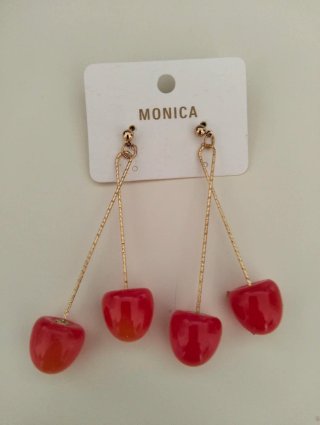 Pendientes largos MONICA cerezas rojas