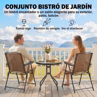 Conjunto de jardín mesa y 2 sillas