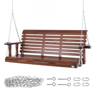 Hamaca de Madera de 5.5 pies, hamaca de patio para patio y jardín, capacidad de carga mejorada de 880 lbs, banco de hamaca de alta resistencia con cadenas colgantes para exteriores, marrón