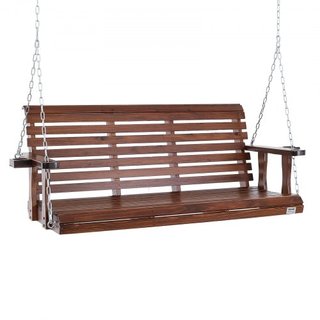 Hamaca de Madera de 5.5 pies, hamaca de patio para patio y jardín, capacidad de carga mejorada de 880 lbs, banco de hamaca de alta resistencia con cadenas colgantes para exteriores, marrón