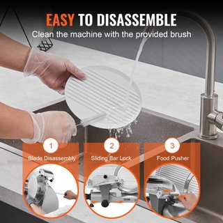 Cortadora de Carne, Cortadora de Alimentos Eléctrica de 340W con Cuchilla de Acero Inoxidable SUS420 de 25.4 cm y Piedra de Afilado Incorporada, Grosor Ajustable de 0-0.6 pulgadas para Uso Comerci...