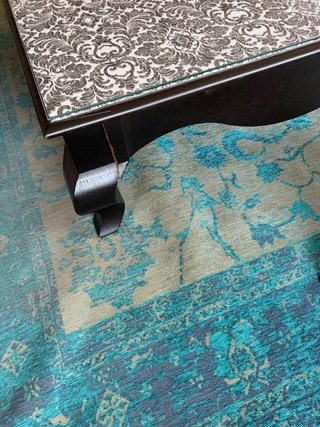 Mesa de centro madera y cristal forrada