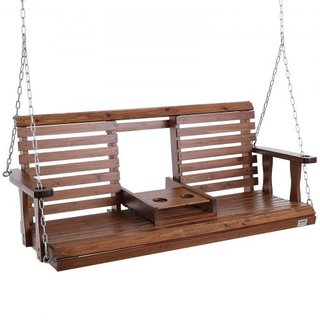 Hamaca de Madera de 5 pies, Banco de Patio para Patio y Jardín, Capacidad de Carga Mejorada de 880 lbs, Banco de Silla de Hamaca de Alta Resistencia con Cadenas de Suspensión para Exteriores, Marrón
