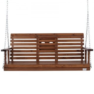 Hamaca de Madera de 5 pies, Banco de Patio para Patio y Jardín, Capacidad de Carga Mejorada de 880 lbs, Banco de Silla de Hamaca de Alta Resistencia con Cadenas de Suspensión para Exteriores, Marrón