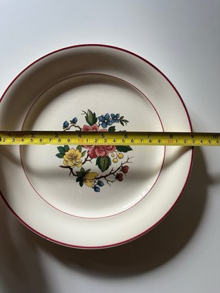 Piatto antico in terraglia decorato floreale