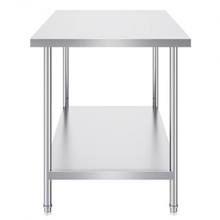 Mesa de Preparación de Acero Inoxidable, 30 x 48 x 34 Pulgadas, Mesa de Trabajo de Metal de Alta Resistencia con 3 Niveles de Altura Ajustables, Estación de Trabajo Comercial para Cocina, Garaje, ...