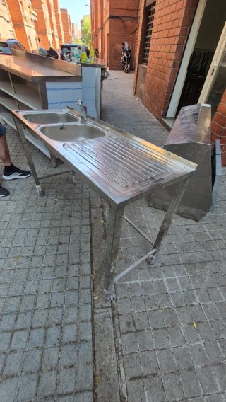 Fregadero industrial doble acero inoxidable