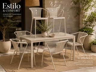 Conjunto Mesa y Sillas Jardín Beige
