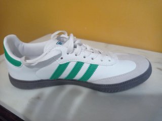 Zapatillas Adidas Samba Blancas con Rayas Verdes