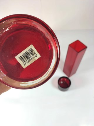 Juego de jarrones de cristal rojo