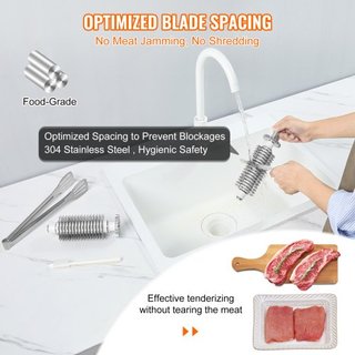 Ablandador de Carne Comercial, Herramienta de Cocina de Acero Inoxidable de Alta Resistencia con Mango, Pinzas para Carne y Cepillo de Limpieza, Máquina Ablandadora de Carne Eléctrica de 450W para...
