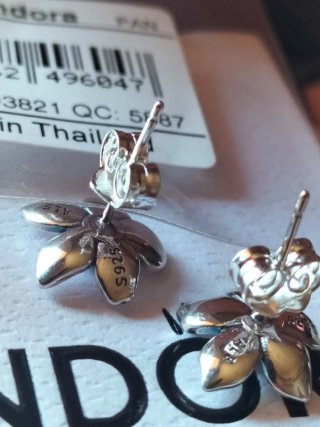 Pendientes Flor Pandora Rosa y Plata lacados
