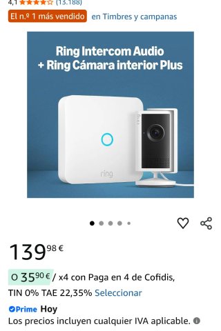 Amazon Ring Intercom + Cámara Interior 2k Amazon