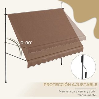 Toldo marrón de tela y metal