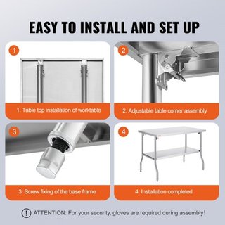 Mesa de Preparación Comercial Plegable, Mesa de Trabajo Comercial de 48 x 30 Pulgadas con Estante Inferior, Mesa Plegable de Acero Inoxidable de Alta Resistencia, para Cocina en Casa, Restaurante,...