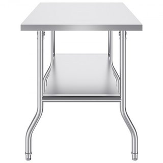 Mesa de Preparación Comercial Plegable, Mesa de Trabajo Comercial de 48 x 30 Pulgadas con Estante Inferior, Mesa Plegable de Acero Inoxidable de Alta Resistencia, para Cocina en Casa, Restaurante,...