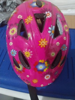 Casco bici infantil flores rosa