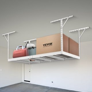 Estante de Almacenamiento de Garaje Sobrehélice, Estantes de Almacenamiento de Techo de Garaje de 48x96 pulgadas, Estantes de Acero Laminado en Frío Ajustables de Alta Resistencia para Almacenamie...