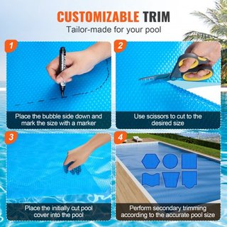 Cubierta Solar para Piscina, Manta Solar Rectangular de 40 x 20 pies para Piscinas, Cubierta Solar para Piscina Inground Above Ground, Cubiertas Solares de 16 mil Azul