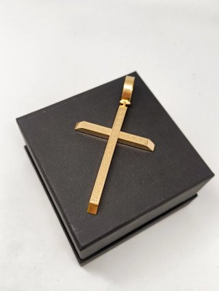 Colgante Cruz grande Oro 18kt grecas talladas