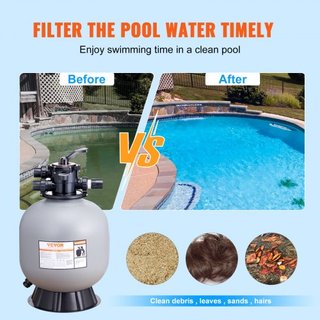 Filtro a sabbia da 22 pollici, flusso fino a 55 GPM, sistema di filtrazione per piscina fuori terra con valvola multi-porta a 7 vie, funzioni di filtraggio, lavaggio a controcorrente...