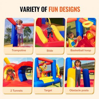 Castillo Inflable, Trampolín de Juego de Alta Calidad para Exterior, Saltador con Ventilador, Tobogán y Bolsa de Almacenamiento, Castillo Saltarín Familiar para el Jardín, para Niños de 3 a 8 Años...