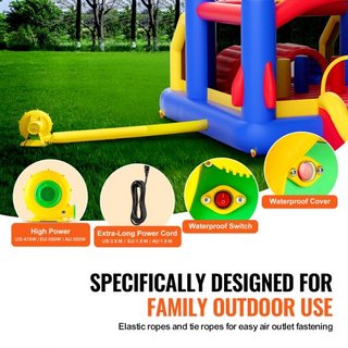 Castillo Inflable, Trampolín de Juego de Alta Calidad para Exterior, Saltador con Ventilador, Tobogán y Bolsa de Almacenamiento, Castillo Saltarín Familiar para el Jardín, para Niños de 3 a 8 Años...