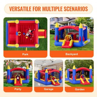 Castillo Inflable, Trampolín de Juego de Alta Calidad para Exterior, Saltador con Ventilador, Tobogán y Bolsa de Almacenamiento, Castillo Saltarín Familiar para el Jardín, para Niños de 3 a 8 Años...