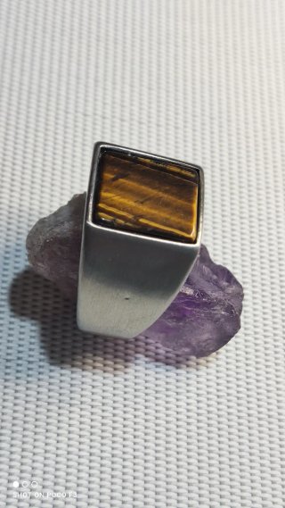 Anillo Acero inoxidable Ojo de Tigre.