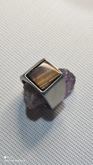 Anillo Acero inoxidable Ojo de Tigre.
