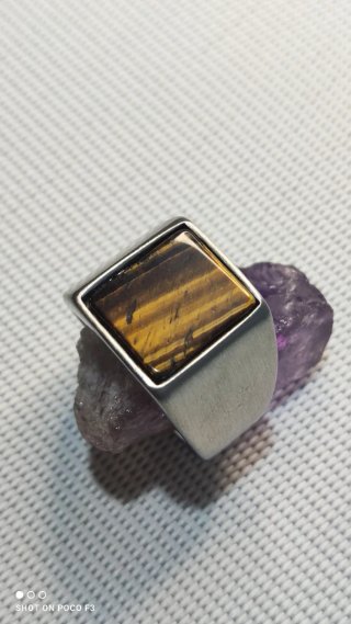 Anillo Acero inoxidable Ojo de Tigre.