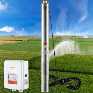 Bomba Sumergible de Pozo Profundo, 2200W 230V, 9.8 m³/h de Caudal 144 m de Altura, con Cable de 19.4 m y Caja de Control Externa, Bombas de Agua de Acero Inoxidable para Riego Industrial y Uso Dom...