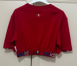 Maglia Adidas corta rossa con bande