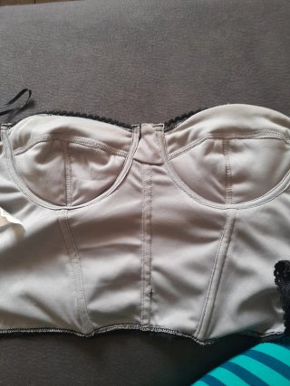 Corsetto bustier pizzo nero tg. L con gancini