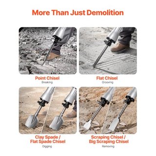 Martillo Demoledor Rompedor de Concreto 2200W Martillo Eléctrico 6 Puntas