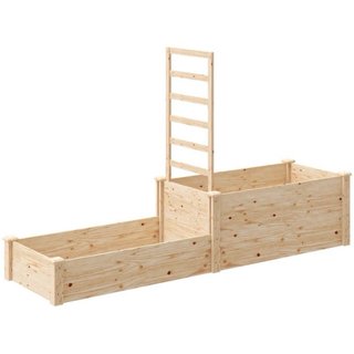 Jardinera de madera con flores y plantas