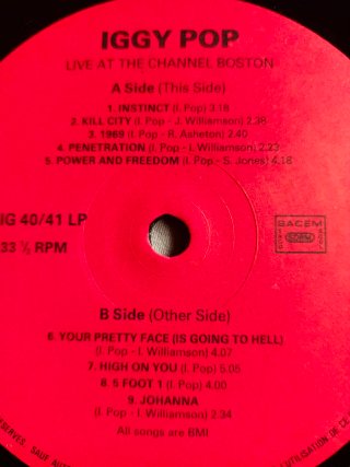 Iggy Pop Live at the Channel Boston 1988 Vinilo