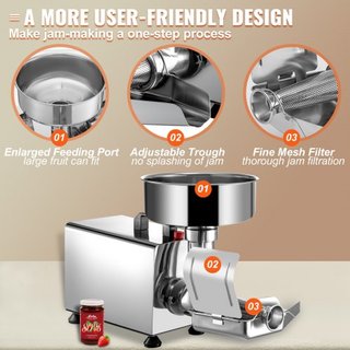 Esterilizador de Tomates Eléctrico 370W Máquina de Molienda de Tomates Fabricante de Salsa de Tomate de Acero Inoxidable Motor de Cobre Puro Fabricante de Salsa de Tomate 90-160 KG Por Hora para C...