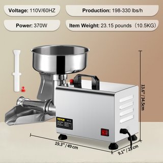 Esterilizador de Tomates Eléctrico 370W Máquina de Molienda de Tomates Fabricante de Salsa de Tomate de Acero Inoxidable Motor de Cobre Puro Fabricante de Salsa de Tomate 90-160 KG Por Hora para C...