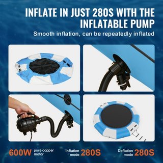 Bouncer de Agua Inflable, Trampolín Recreativo de Agua de 13 pies, Plataforma de Salto Portátil con Escalera de 3 Pasos y Bomba de Aire Eléctrica, Rebotador Flotante para Niños y Adultos para Pisc...
