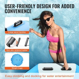 Bouncer de Agua Inflable, Trampolín Recreativo de Agua de 13 pies, Plataforma de Salto Portátil con Escalera de 3 Pasos y Bomba de Aire Eléctrica, Rebotador Flotante para Niños y Adultos para Pisc...