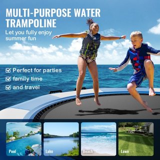 Bouncer de Agua Inflable, Trampolín Recreativo de Agua de 13 pies, Plataforma de Salto Portátil con Escalera de 3 Pasos y Bomba de Aire Eléctrica, Rebotador Flotante para Niños y Adultos para Pisc...