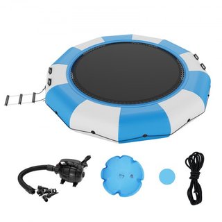 Bouncer de Agua Inflable, Trampolín Recreativo de Agua de 13 pies, Plataforma de Salto Portátil con Escalera de 3 Pasos y Bomba de Aire Eléctrica, Rebotador Flotante para Niños y Adultos para Pisc...