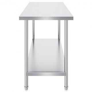 Mesa de Preparación de Acero Inoxidable, 24 x 60 x 34 Pulgadas, Mesa de Trabajo de Metal de Alta Resistencia con 3 Niveles de Altura Ajustables, Estación de Trabajo Comercial para Cocina, Garaje, ...