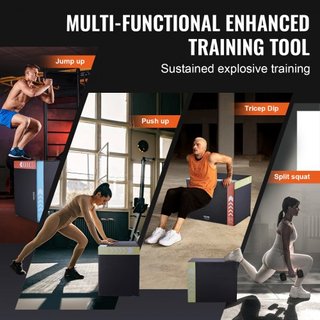 Caja de Salto Pliométrica 3 en 1, Caja Plyo de Algodón de 30/24/20 Pulgadas, Plataforma y Caja de Agilidad para Saltar, Caja Antideslizante para Ejercicio de Paso en Casa, Entrenamiento de Condici...