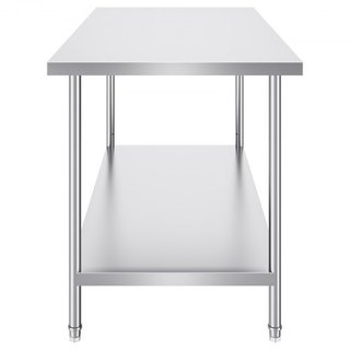 Mesa de Preparación de Acero Inoxidable, 30 x 60 x 34 Pulgadas, Mesa de Trabajo de Metal de Alta Resistencia con 3 Niveles de Altura Ajustables, Estación de Trabajo Comercial para Cocina, Garaje, ...