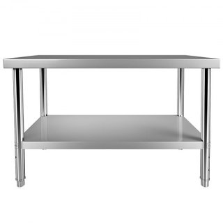 Mesa de Preparación de Acero Inoxidable, 48 x 24 x 34 Pulgadas, Capacidad de Carga de 550lbs Mesa de Trabajo de Metal de Alta Resistencia con Estante Inferior Ajustable, Estación de Trabajo Comerc...