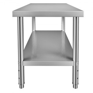 Mesa de Preparación de Acero Inoxidable, 48 x 24 x 34 Pulgadas, Capacidad de Carga de 550lbs Mesa de Trabajo de Metal de Alta Resistencia con Estante Inferior Ajustable, Estación de Trabajo Comerc...