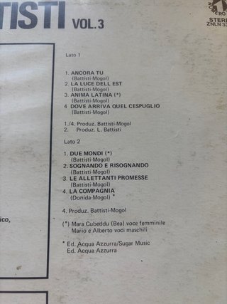 Lucio Battisti Vol. 3 LP 1978