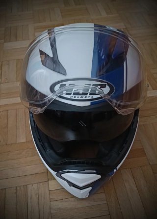 Casco Integral Moto HJC Blanco y Azul